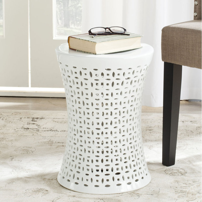 Tabouret de jardin en céramique Alondo, Blanc