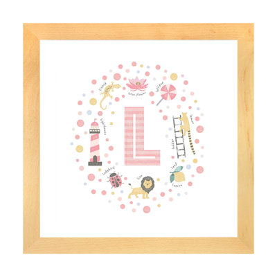 Lettre illustrée L rose - impression