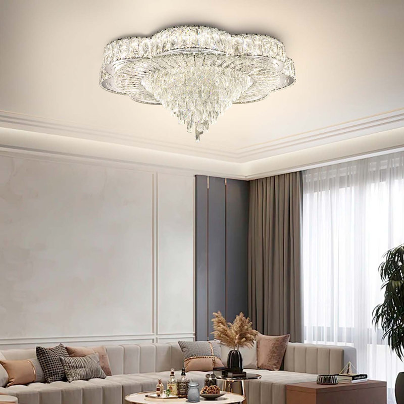 Idar 32inch Modern Empire Premium K9 Crystal Chandelier Crystal Raindrop Ceiling Light Led Dimmable