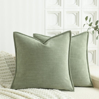Super Soft Velvety Slub Heavy Chenille Decorative Pillow Cover with Flange (Set of 2)