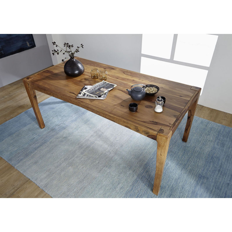 Ancona Sheesham and Rosewood Rectangular Wood Top Dining Table with Wood Base, H77 x L140 x W85cm