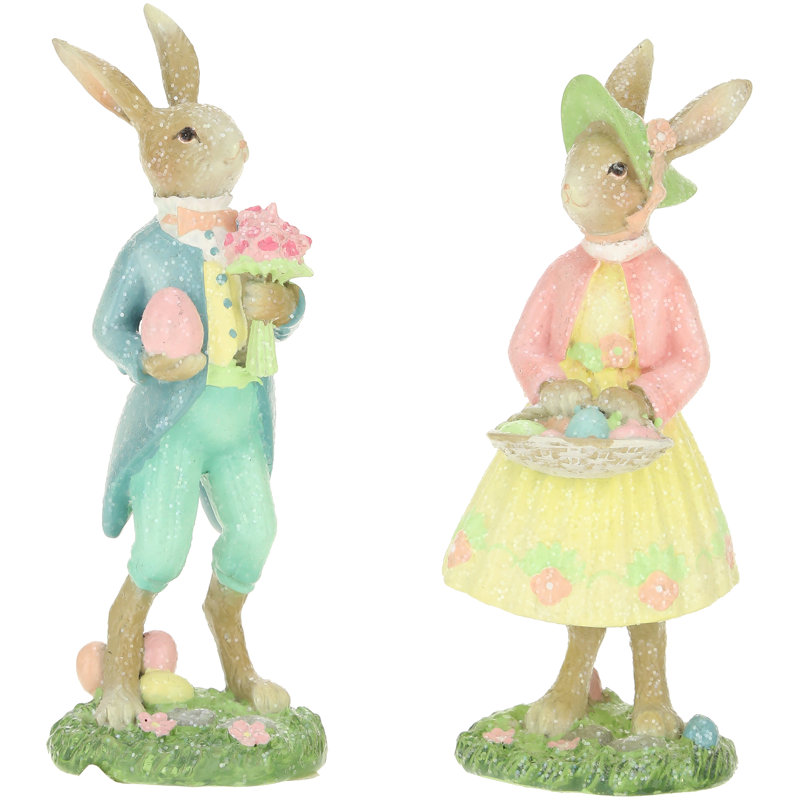 Rabbit Easter Morning, 5 Inches Set Of 2