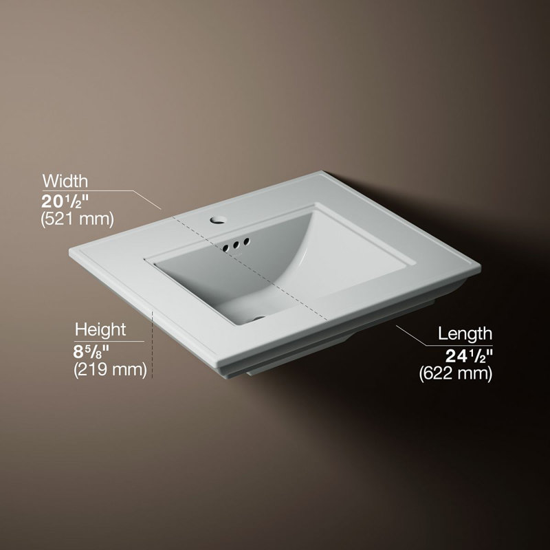 Memoirs® Stately 24" Console Bathroom Sink with Overflow, Ice Gray, Single