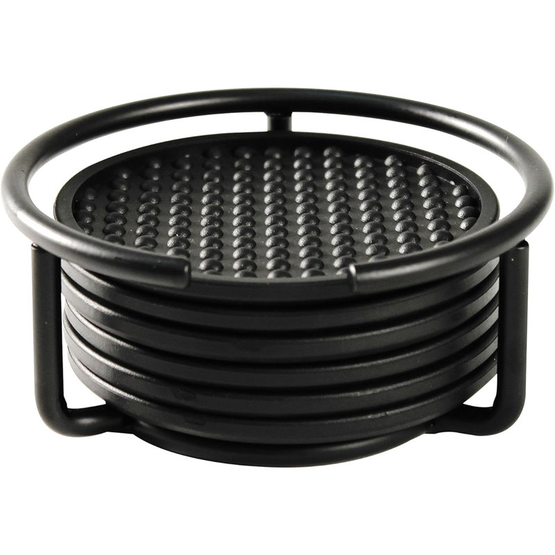 6 sous-verres imperméables et flexibles, sous-verres pour boissons chaudes et froides, 1 ensemble, noir
