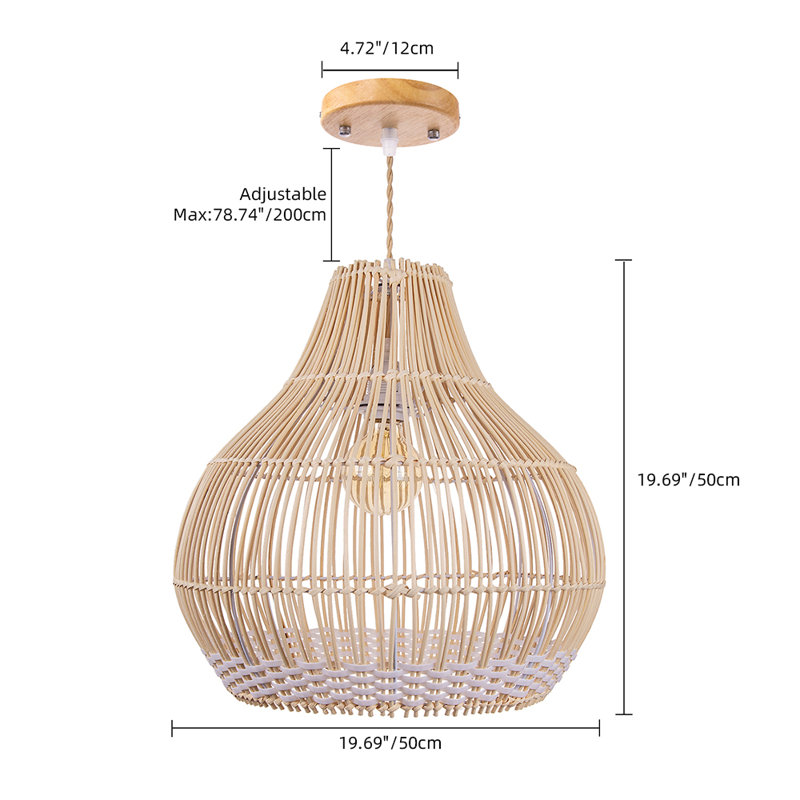 Luminaire suspendu moderne en rotin naturel