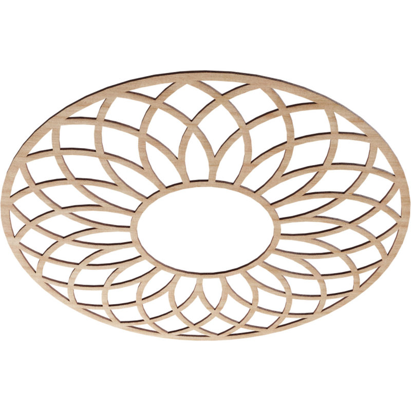 Médaillon de plafond en bois ajouré Cannes, Aulne, H 34 po x l 34 po x P 0,25 po