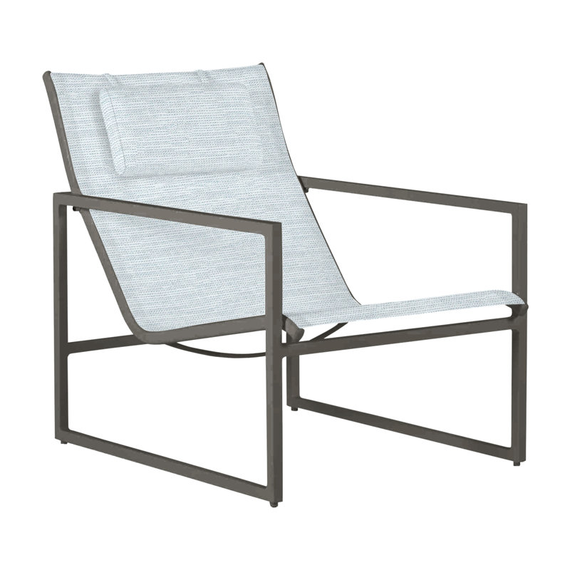 Serenata Wrought Outdoor Sling Easy Lounge Chair, Welt, Midnight/Black Sling, Paper Sky