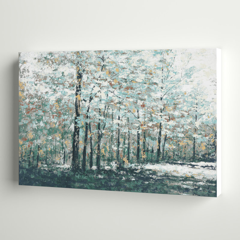 Blue Treeline - peinture sur toile tendue, H 8 po x l 12 po, Impression sans cadre, Sans cadre