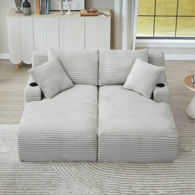 Méridienne double compressible avec porte-gobelets