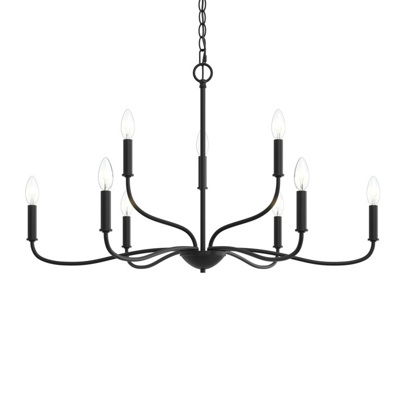 Lustre à 2 niveaux noir mat Ilia, Noir mat
