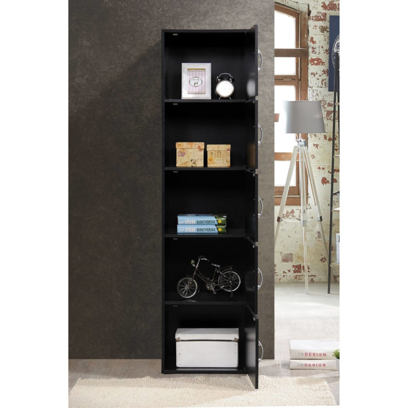 Aimee-Jane Storage Bookcase, Black, (4 Shelves) 47.4" H x 15.9" W x 11.8" D