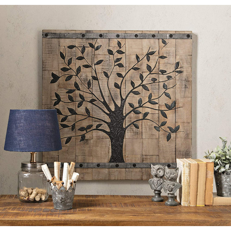 Rustic Brown Barn Door Tree Of Life On Wood Print