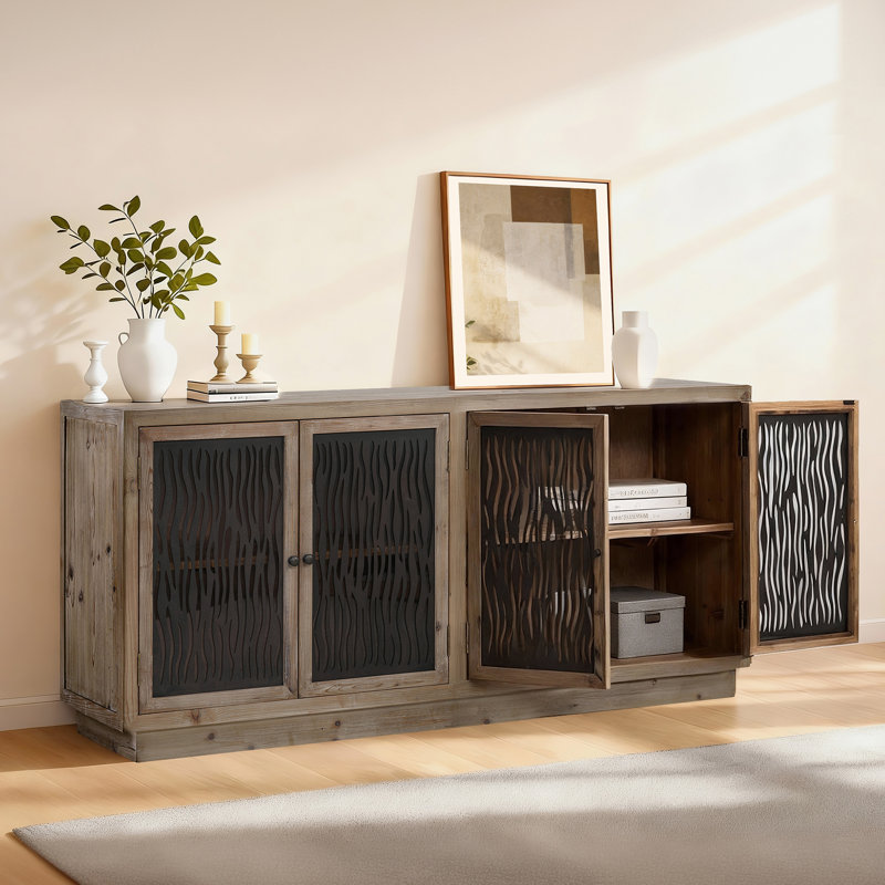 Willowmere 71" Modern Farmhouse Solid Wood Sideboard