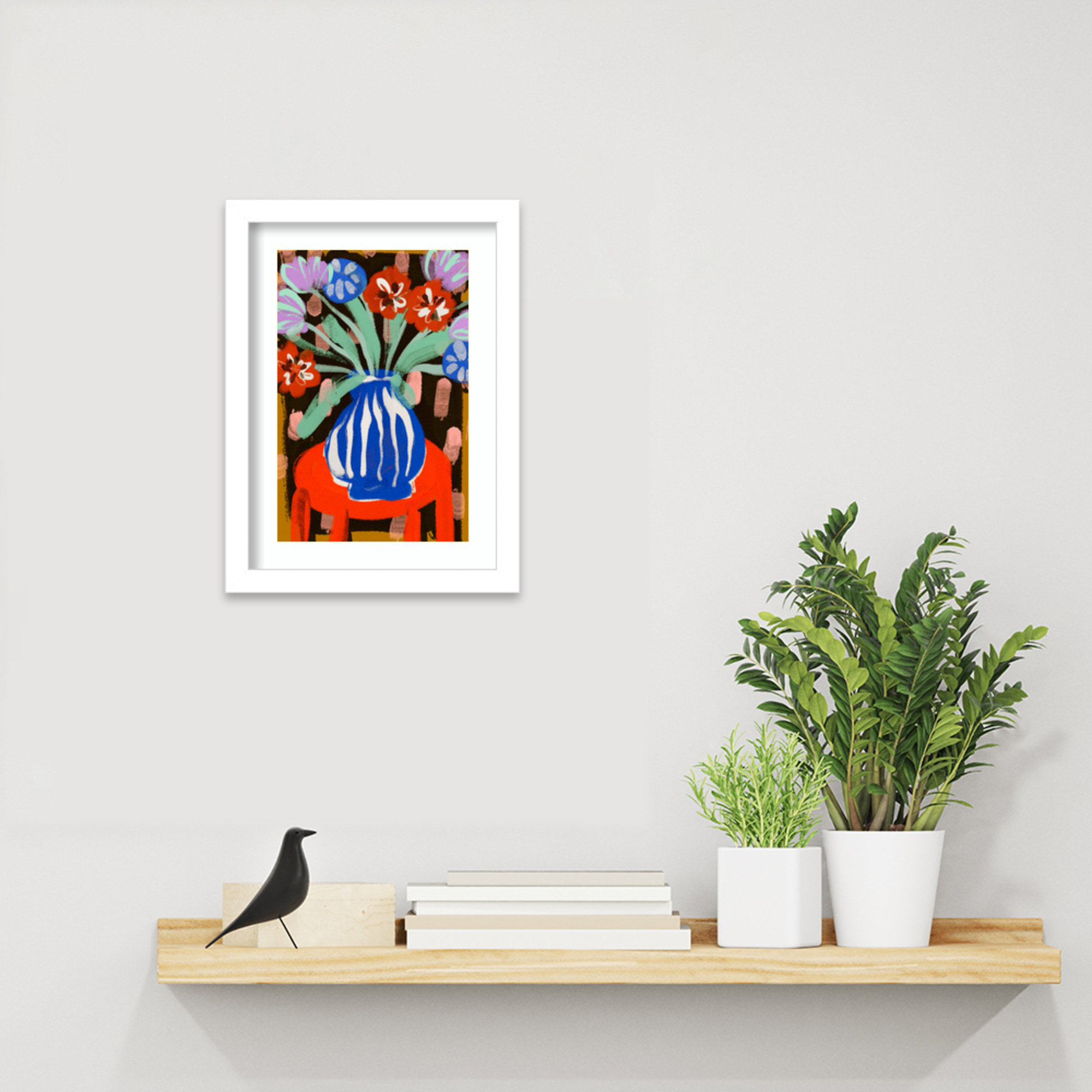 Floral Still Life No 2 by Treechild Wood Framed Wall Art Print, White, 13" H x 10" W