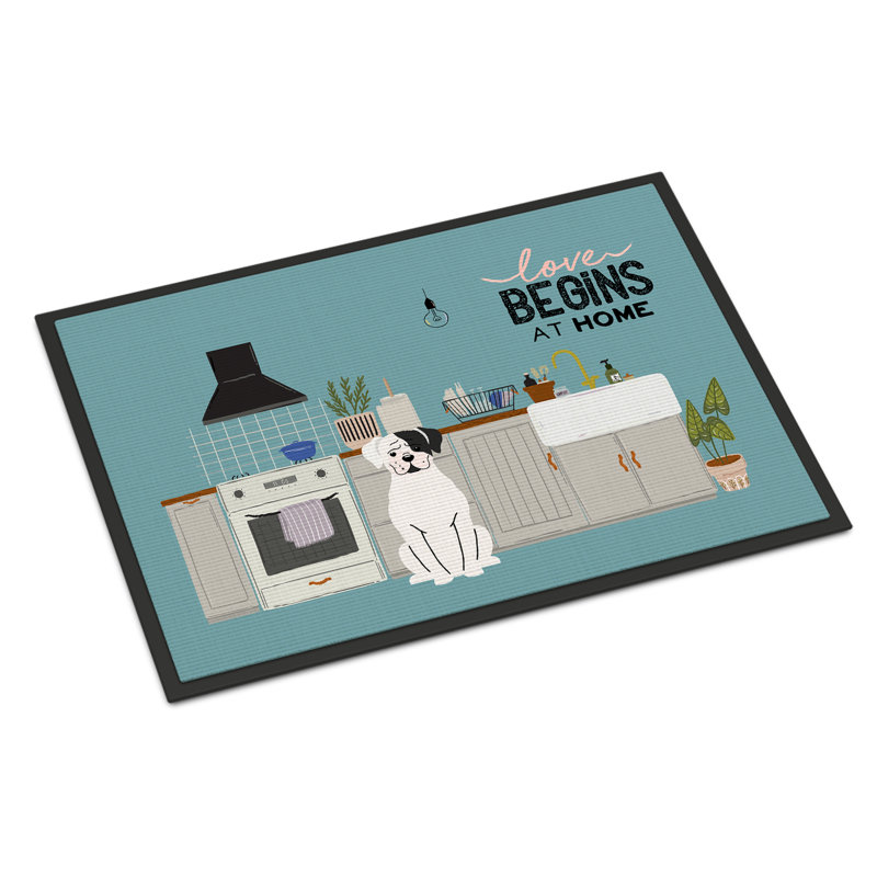 Tapis d'entrée antidérapant Guerriero, Boxer blanc, L 18 po x L 27 po