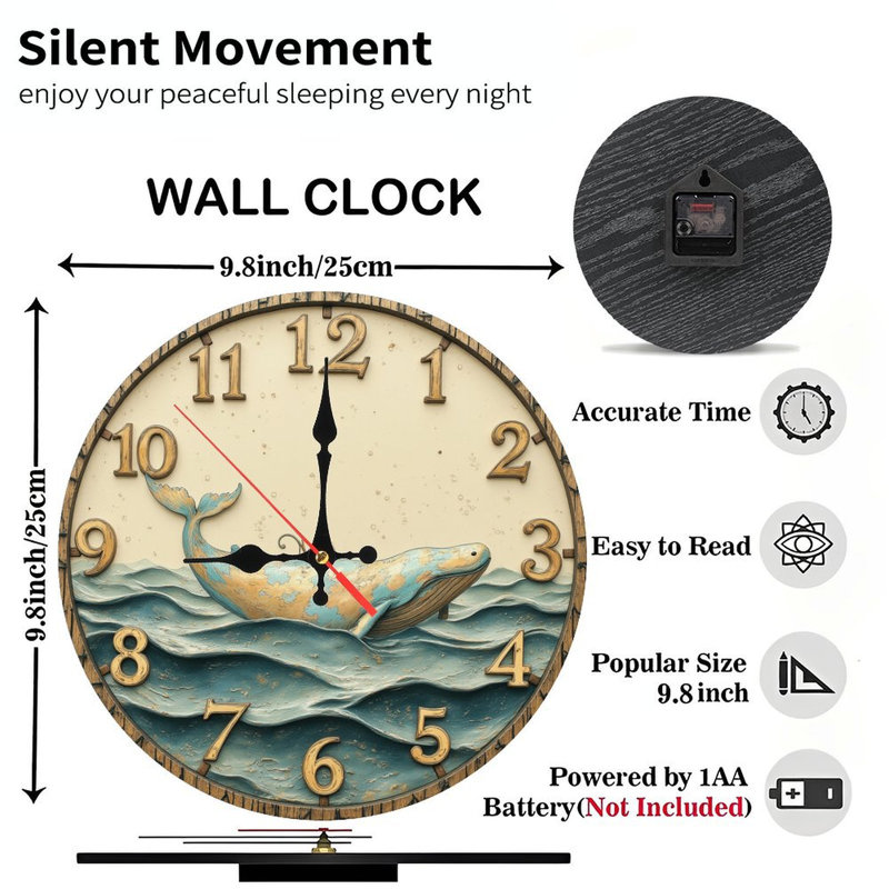 Horloge murale Whale Ocean