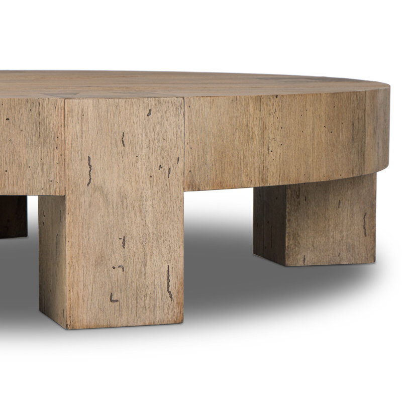 Abaso Round Coffee Table-Rustic Wormwood Oak, Rustic Wormwood Oak, 15" H x 55" W x 55" D