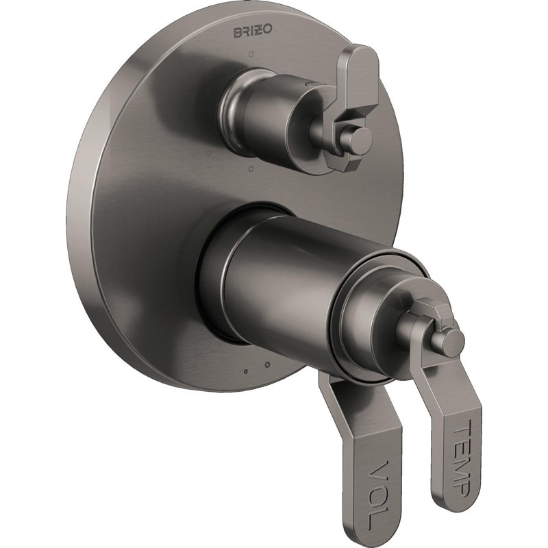 Litze® Shower Integrated Valve with Handles, Industrial Lever, Luxe Steel