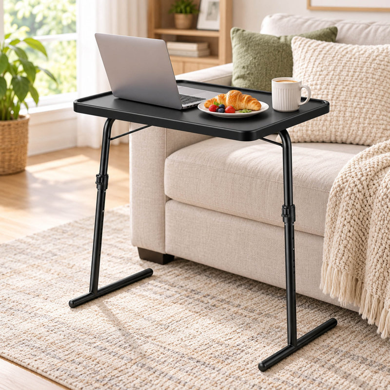 Table d'appoint pliante et réglable pour téléviseur, avec 6 hauteurs et 3 angles d'inclinaison