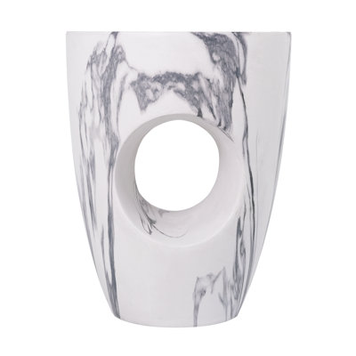 Hennis 19.29"H Modern Round Magnesium Oxide Side Table with Cutout Accent