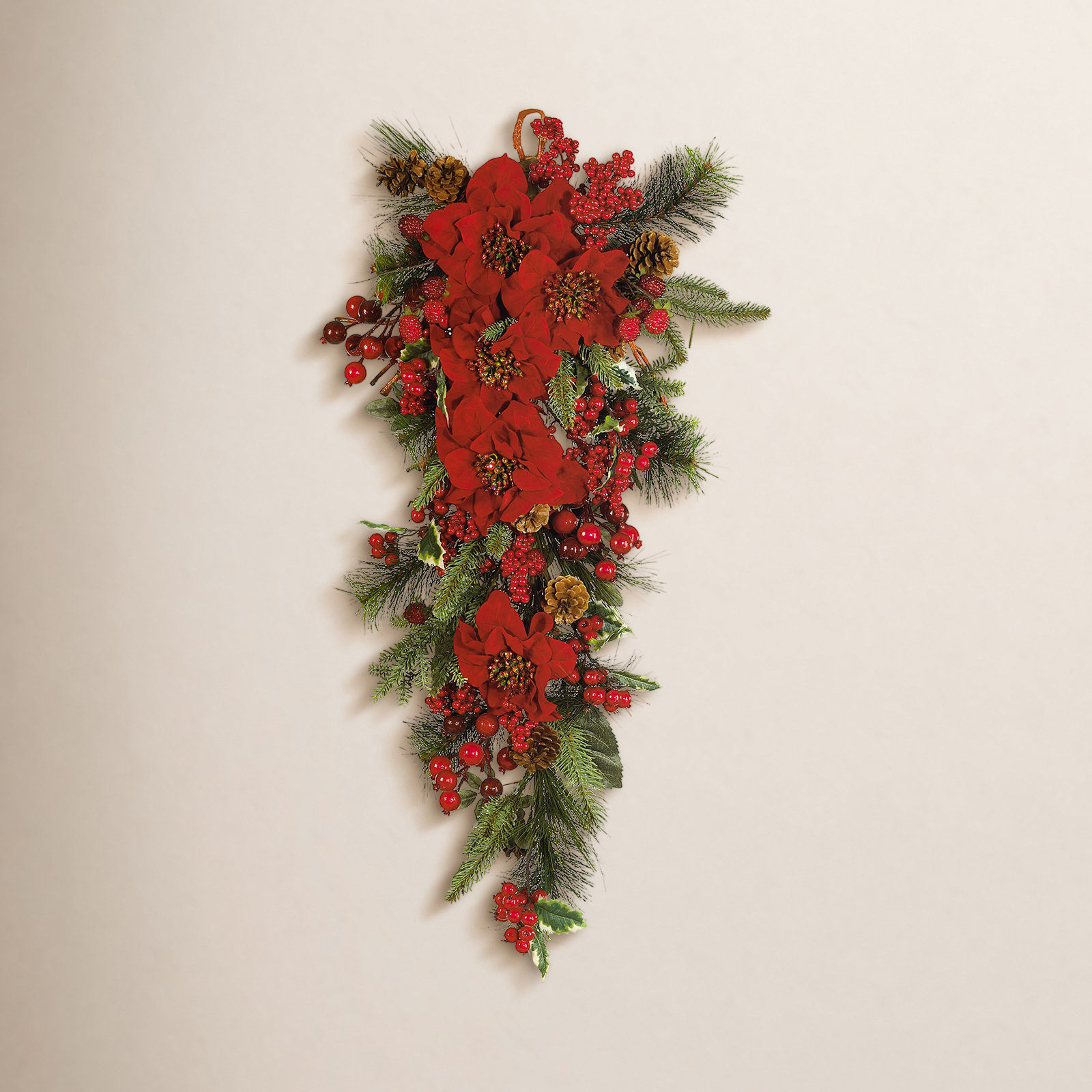 3 ft. Poinsettia Teardrop Silk Plant Swag