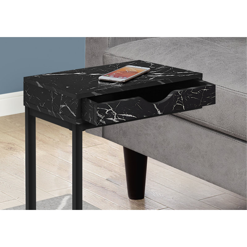 Table d'appoint, table de bout, table d'appoint avec tiroir de rangement et base en métal, table de bout intérieure pour l'espace de vie