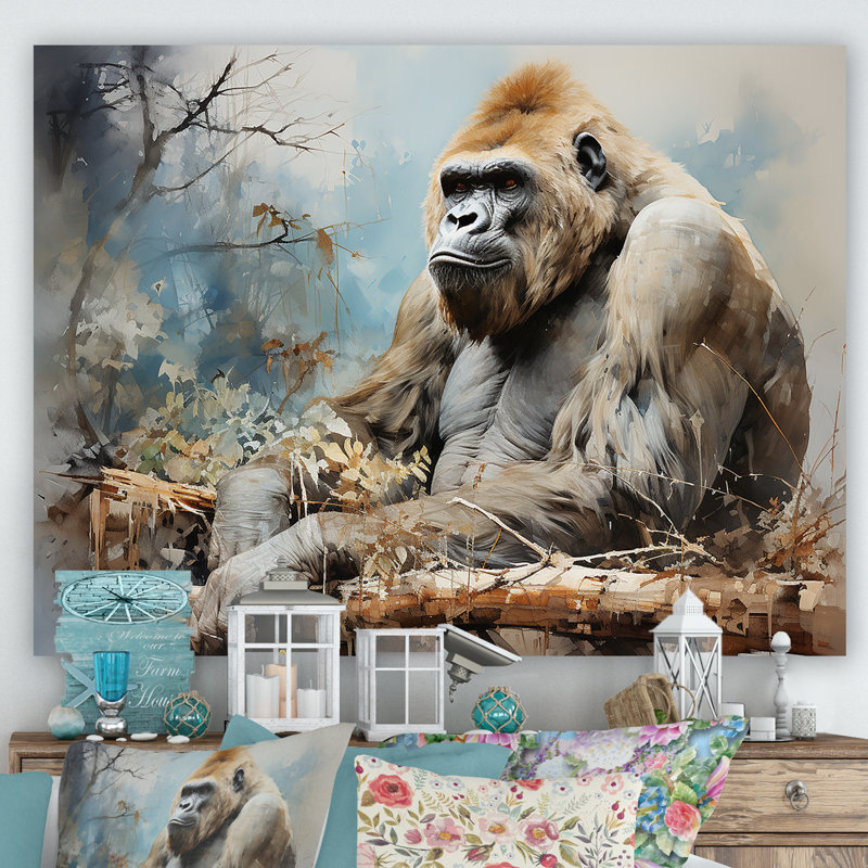 Gorillas Reverie - décoration murale gorille, H 12 po x l 20 po x P 1 po, Toile tendue