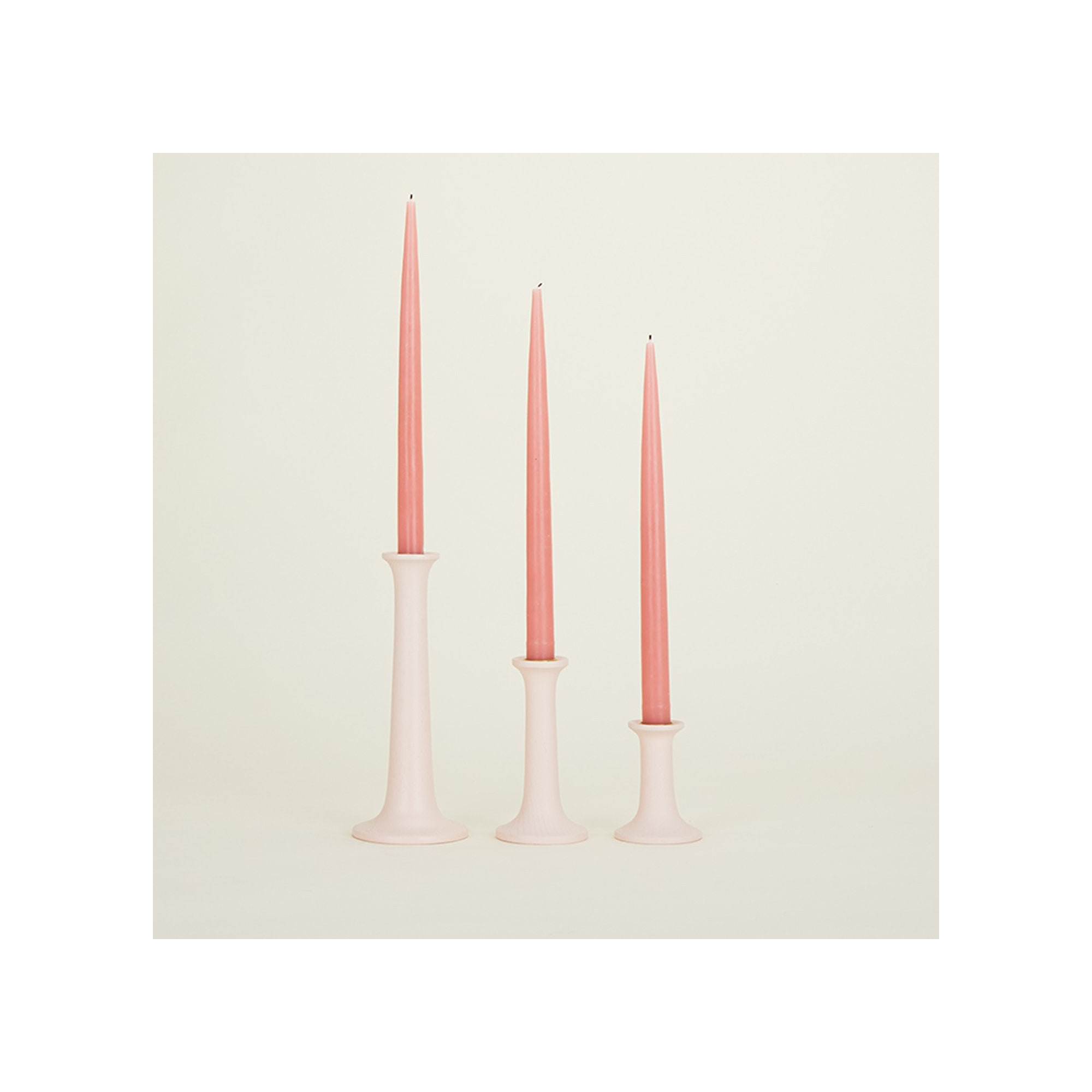 Simple Solid Wood Tabletop Candlestick, 5.5" H x 3.5" W x 3.5" D, Blush