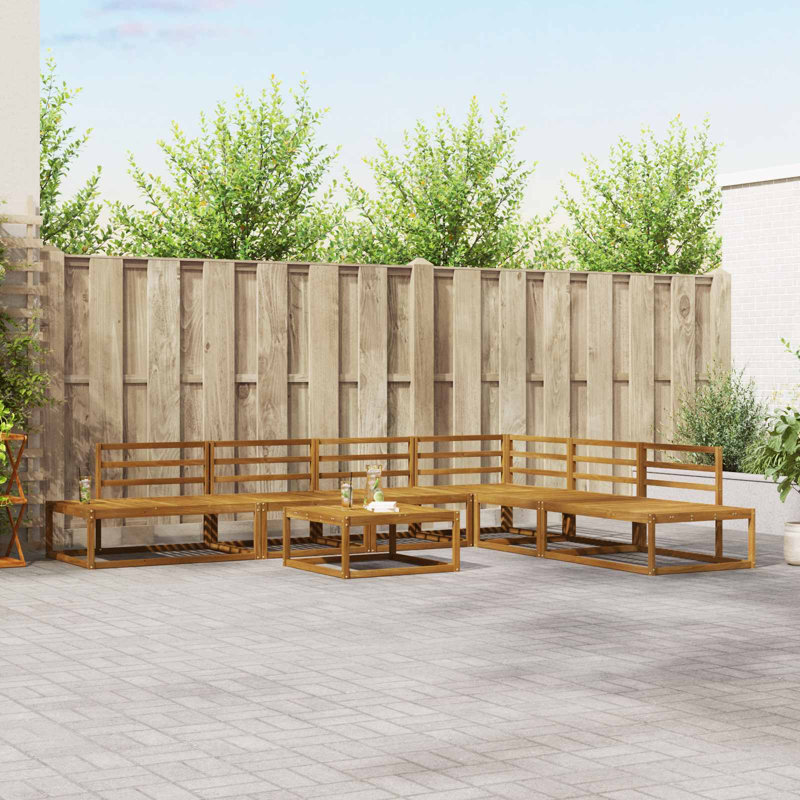  Outdoor Sofa Set 7 Piece Natural Solid Acacia Wood