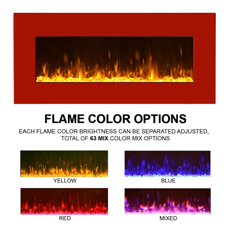 43'' W Electric Fireplace with 5000 BTU, Red