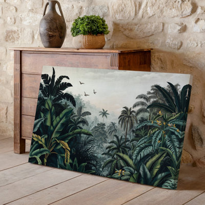 Toile, scène de jungle luxuriante remplie de plantes tropicales vibrantes, y compris art mural, ensemble de grands feuillages larges et palmiers