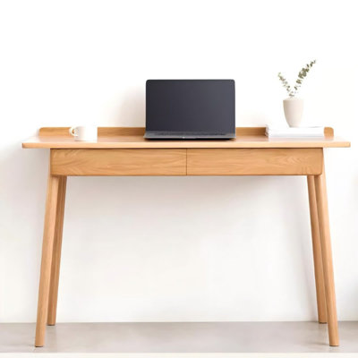 Bureau rectangulaire en bois massif avec tiroirs Burlywood