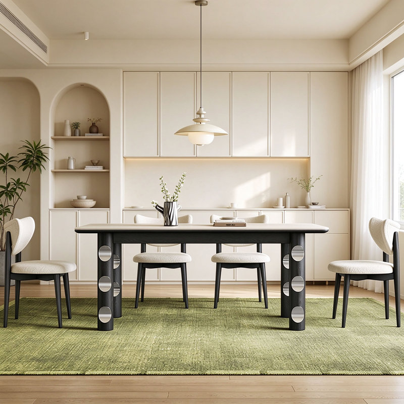 Table de salle à manger Retro Black Rock, 29.5" H x 70.9" W x 31.5" D, 9