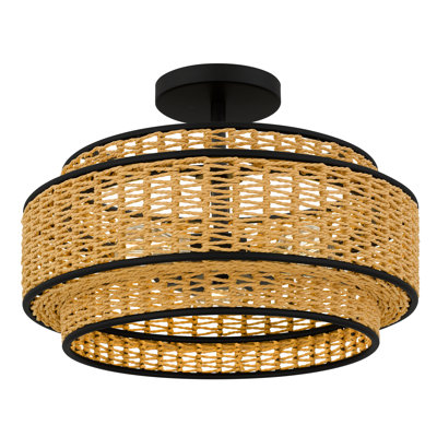 Plafonnier semi-encastré 3 lumières noir mat Teton