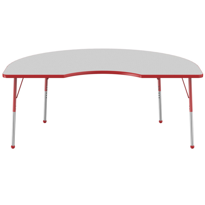 Table d'activité 48 "x 72" avec moulures en T et pieds réglables, Gris / rouge, Standard Ball Glide