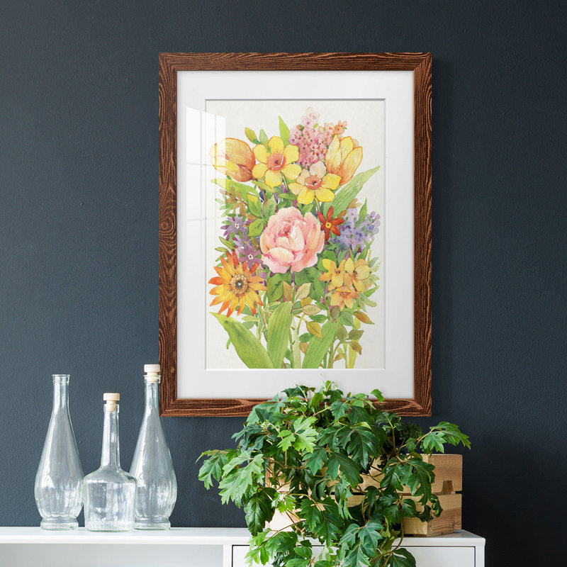 Floral Mix II - peinture encadrée, Érable encadré, H 38 po x l 28 po x P 1 po
