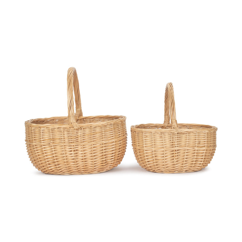 2 Piece Oval Shopping Wicker Basket Set