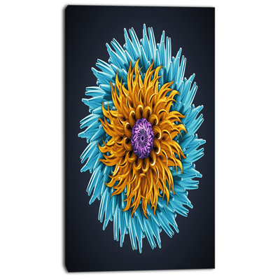 " Yellow Blue Abstract 3D Flower " Graphic Art Print