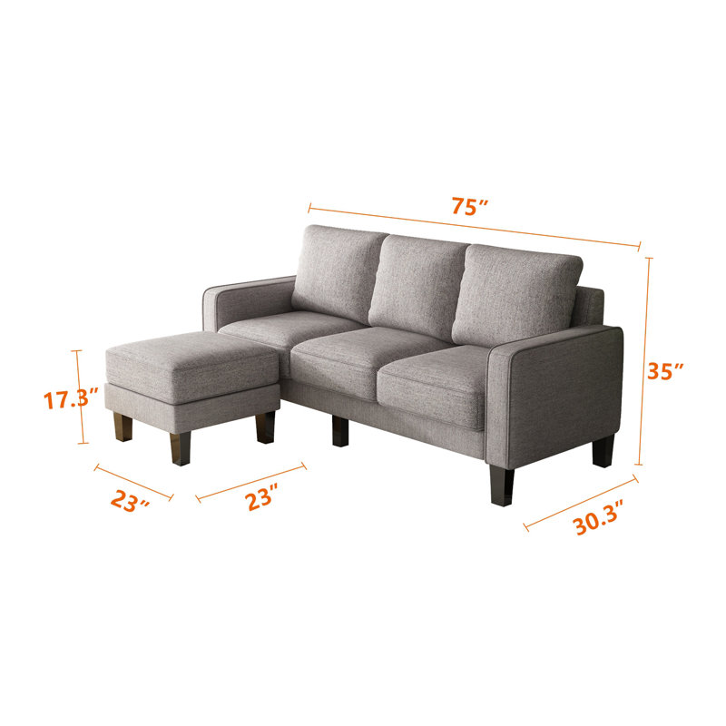 Canapé en L avec repose-pieds Modern Living Room Furniture, Gris foncé, Brun