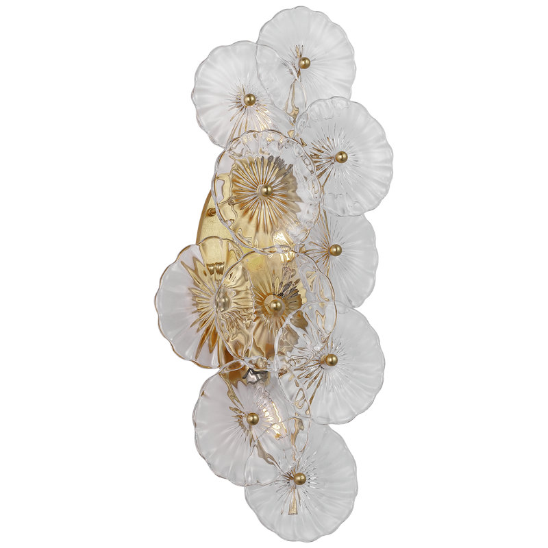 Julie Neill Gianna 21" Layered Sconce with Clear Glass, Gold, Clear