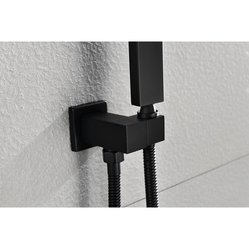 Douche en laiton et acier inoxydable noir mat pour la salle de bain avec douche à effet pluie