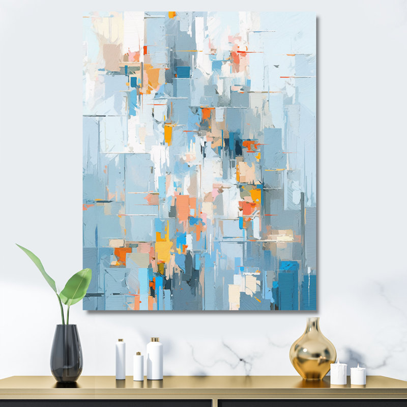 «Gray Orange Interlocking Perspectives IV», reproduction sur toile, H 20 po x l 12 po x P 1 po, Toile tendue