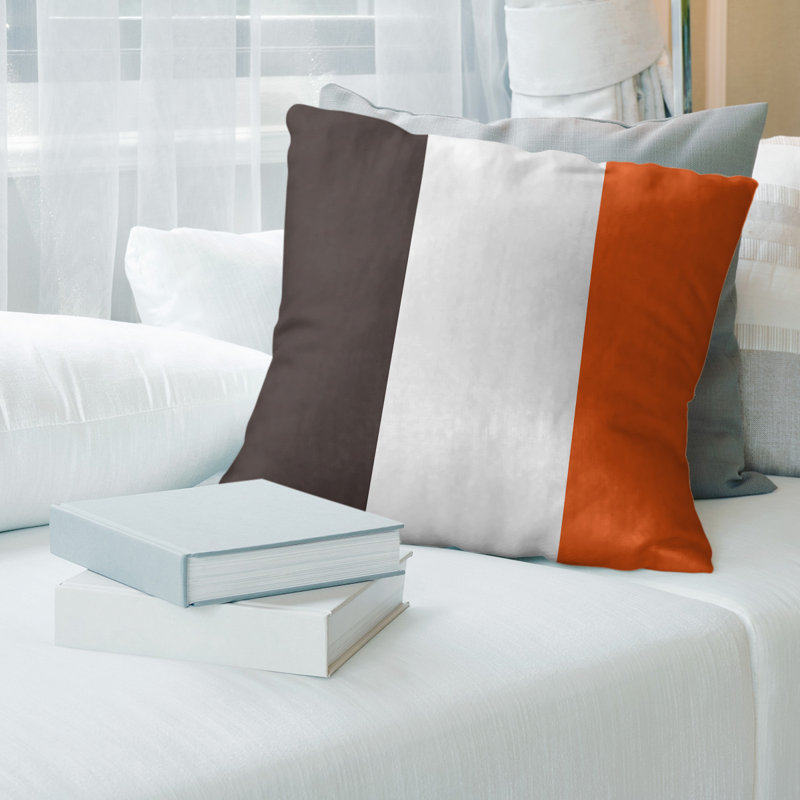 Housse de coussin, 20 po x 20 po, Brun / Orange, Faux lin