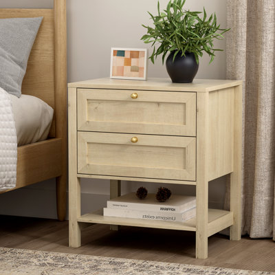 Table de chevet en bois avec 2 tiroirs et tablette