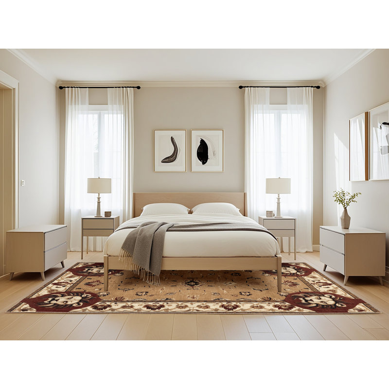 Tapis brun français lavable à la machine, Rectangle 5 pi x 8 pi