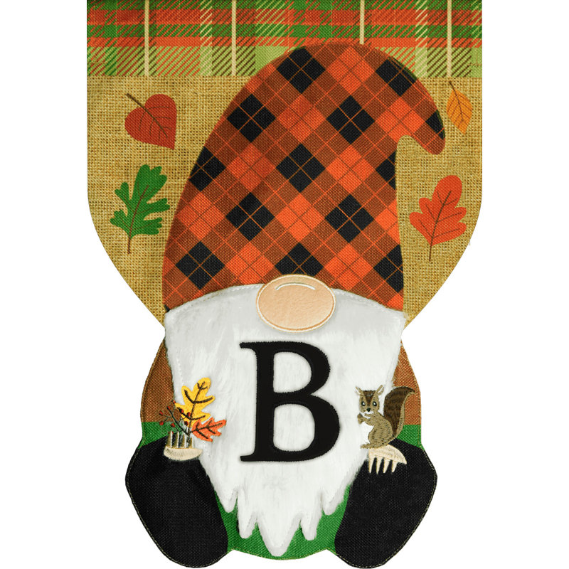 Automne gnome en toile de jute avec monogramme et lettre B