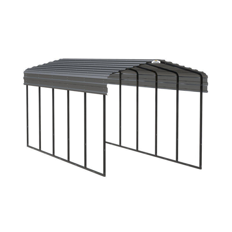 Galvanized Steel Carport, 10X24X9, Charcoal