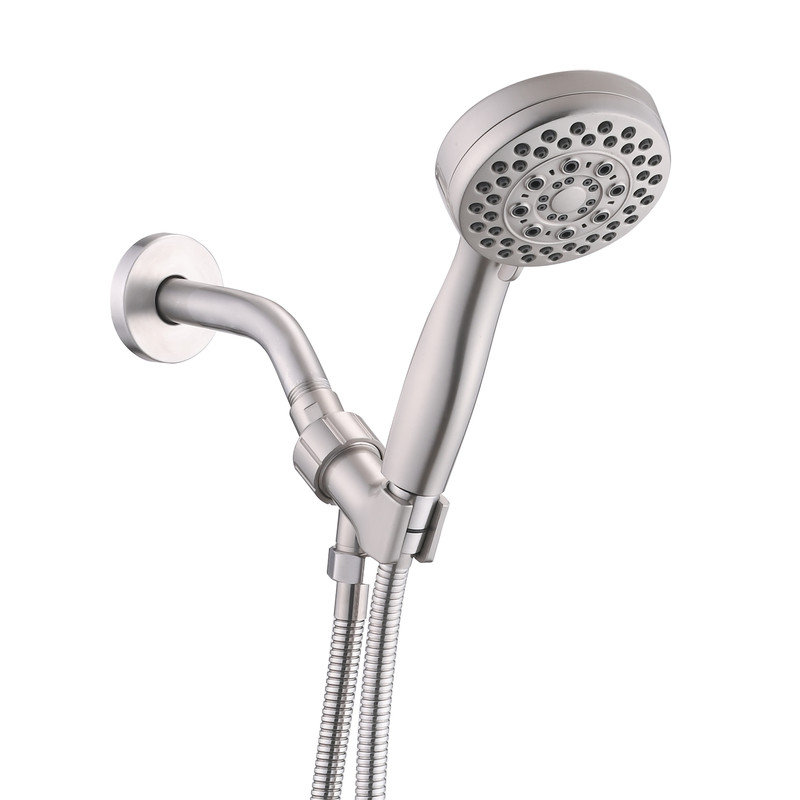 VEVOR 5-Setting High Pressure Handheld Shower Head, 3.5" Face with 59" Stainless Steel Hose, Brushed Nickel Adjustable Shower Head