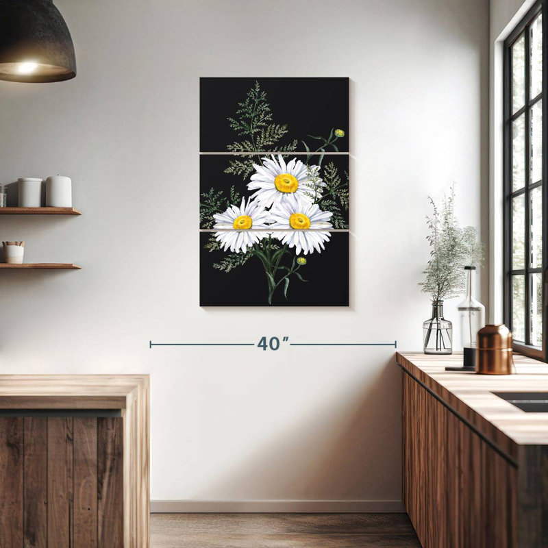 Harnek Daisy Bouquet On Black, 38" H x 24" W