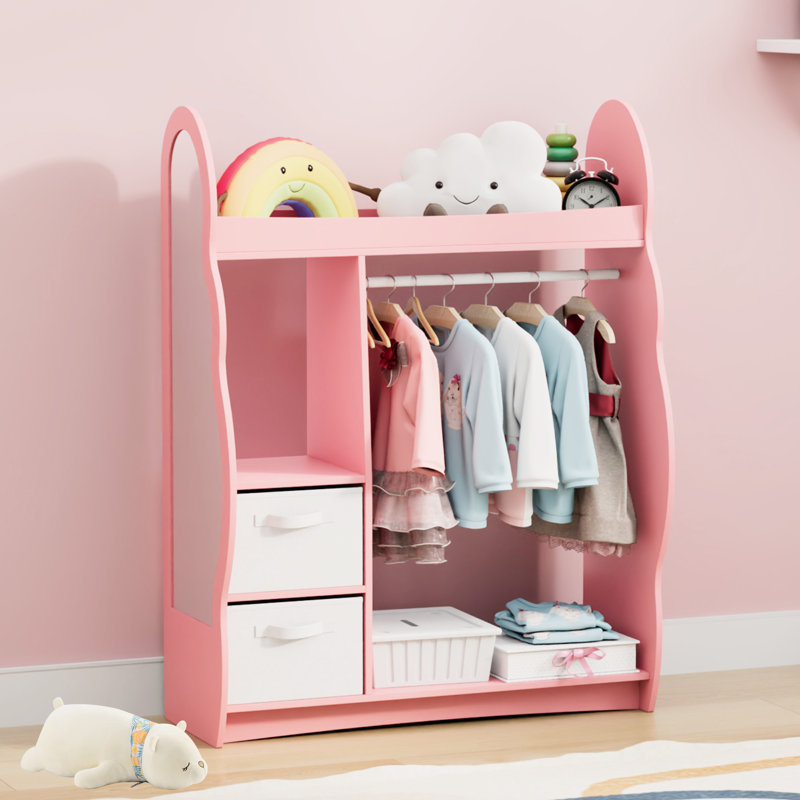 Manufactured Wood Wardrobe, Pink/White
